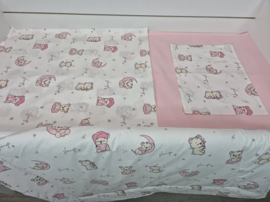 Спално бельо за бебе Сънчо, розово