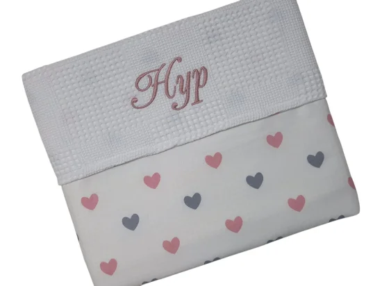 Персонализирано одеяло за бебе Сърчица, пудра