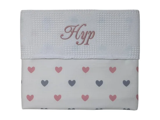 Персонализирано одеяло за бебе Сърчица, пудра
