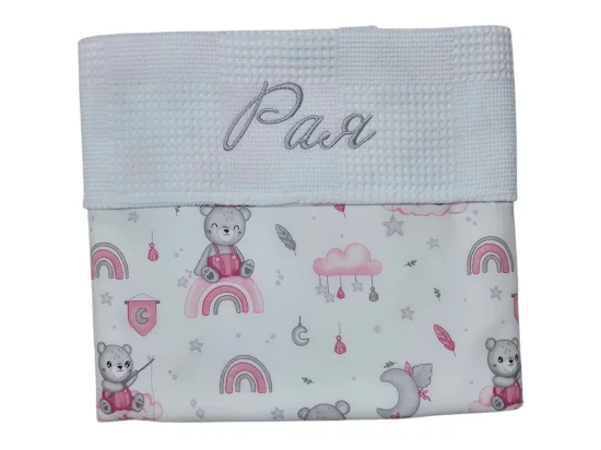 Бебешко одеяло с име Сладък мечо, сиво