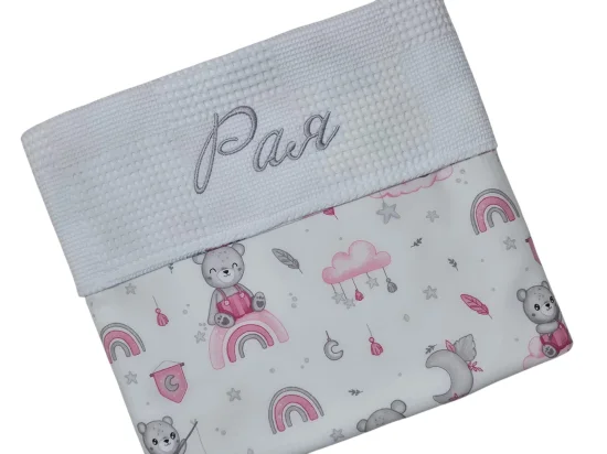Бебешко одеяло с име Сладък мечо, сиво