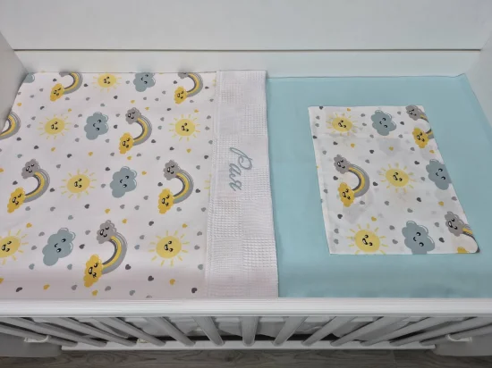 Сет за легло с бродерия Слънце, мента