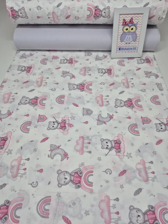 Комплект за бебешка количка Сладък мечо, сиво