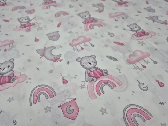 Сет за легло с бродерия Сладък мечо, розово