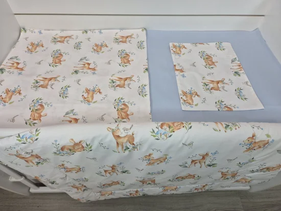 Спално бельо за бебе Сърнички, синьо