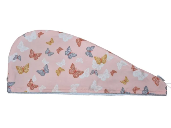 Тюрбан за след баня Пеперуди, праскова